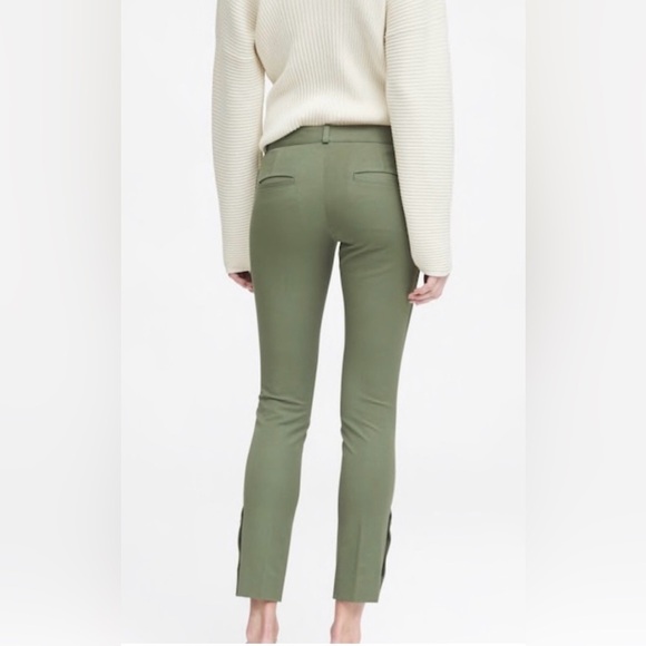 BANANA REPUBLIC Sloan olive color mid rise bi-stretch button ankles NEW size 4 - Picture 2 of 15